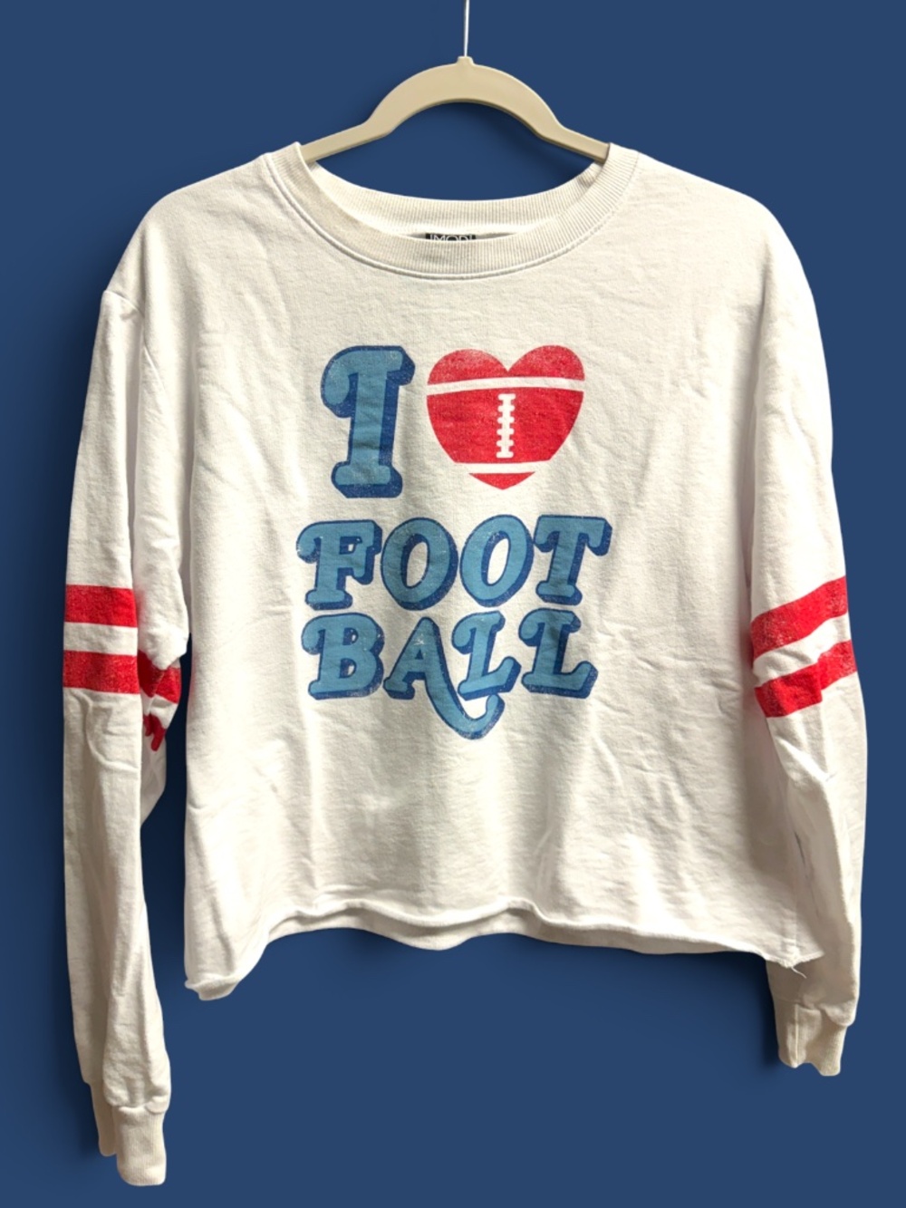 Modern Lux I Love Football Cropped Sweatshirt XL Game Day Fall